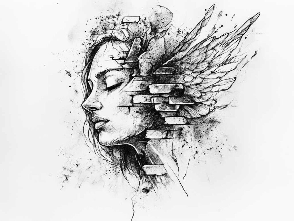 angel-of-compassion – tattoo design ideas free ai generated – neotraditional-vibrant-palette – for-calf – Gallery: angel-inkby-ai