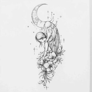 angel-of-courage – tattoo design ideas free ai generated – neotraditional-layered-fill – for-neck – Gallery: angel-inkby-ai