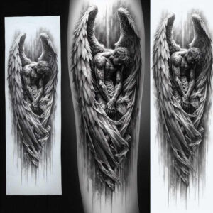 angel-of-courage – tattoo design ideas free ai generated – neotraditional-subtle-tone – for-full-back – Gallery: angel-inkby-ai
