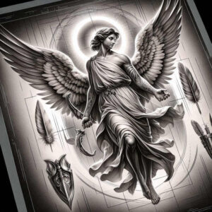 angel-of-courage – tattoo design ideas free ai generated – neotraditional-vivid-detail – for-ankle – Gallery: angel-inkby-ai