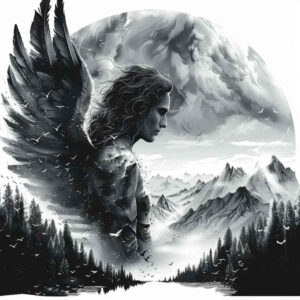 angel-of-courage – tattoo design ideas free ai generated – realism-balanced-light – for-lower-chest – Gallery: angel-inkby-ai