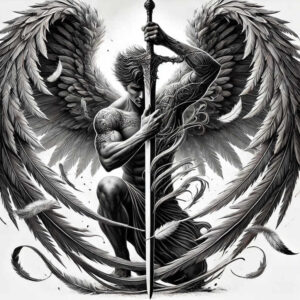 angel-of-courage – tattoo design ideas free ai generated – realism-true-rendering – for-neck – Gallery: angel-inkby-ai