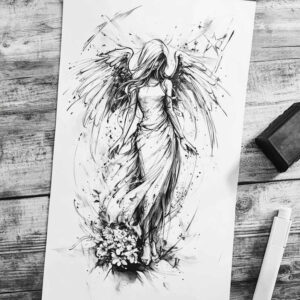 angel-of-death – tattoo design ideas free ai generated – surrealism-unreal – for-arm – Gallery: angel-inkby-ai