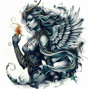 angel-of-dreams – tattoo design ideas free ai generated – neotraditional-color-depth – for-upper-shoulder – Gallery: angel-inkby-ai