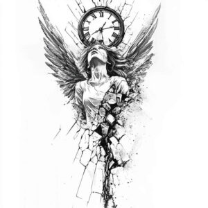angel-of-faith – tattoo design ideas free ai generated – neotraditional-color-overlays – for-upper-shoulder – Gallery: angel-inkby-ai