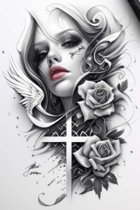 angel-of-faith – tattoo design ideas free ai generated – realism-micro-realism – for-inner-arm – Gallery: angel-inkby-ai