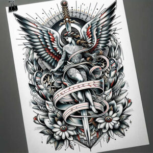 angel-of-faith – tattoo design ideas free ai generated – realism-natural-color-palette – for-back-shoulder – Gallery: angel-inkby-ai