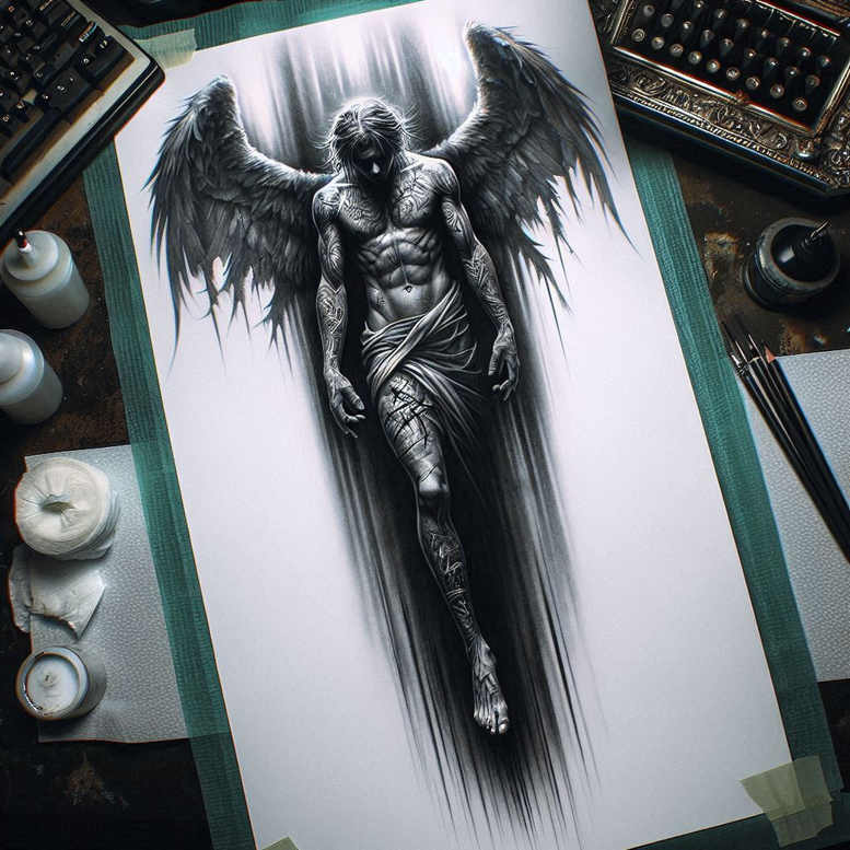 angel-of-faith – tattoo design ideas free ai generated – realism-refined-highlights – for-heel – Gallery: angel-inkby-ai