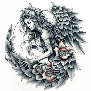 angel-of-faith – tattoo design ideas free ai generated – repetition – for-forearm – Gallery: angel-inkby-ai