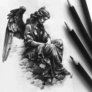 angel-of-faith – tattoo design ideas free ai generated – surrealism-dream-motifs – for-neck – Gallery: angel-inkby-ai