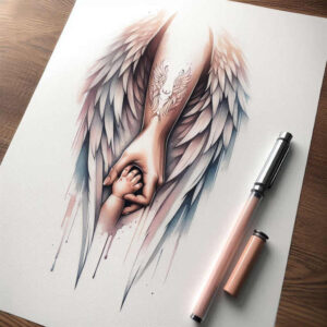 angel-of-faith – tattoo design ideas free ai generated – surrealism-fluid-forms – for-full-back – Gallery: angel-inkby-ai