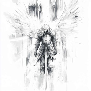 angel-of-faith – tattoo design ideas free ai generated – surrealism-imperfect-symmetry – for-behind-ear – Gallery: angel-inkby-ai