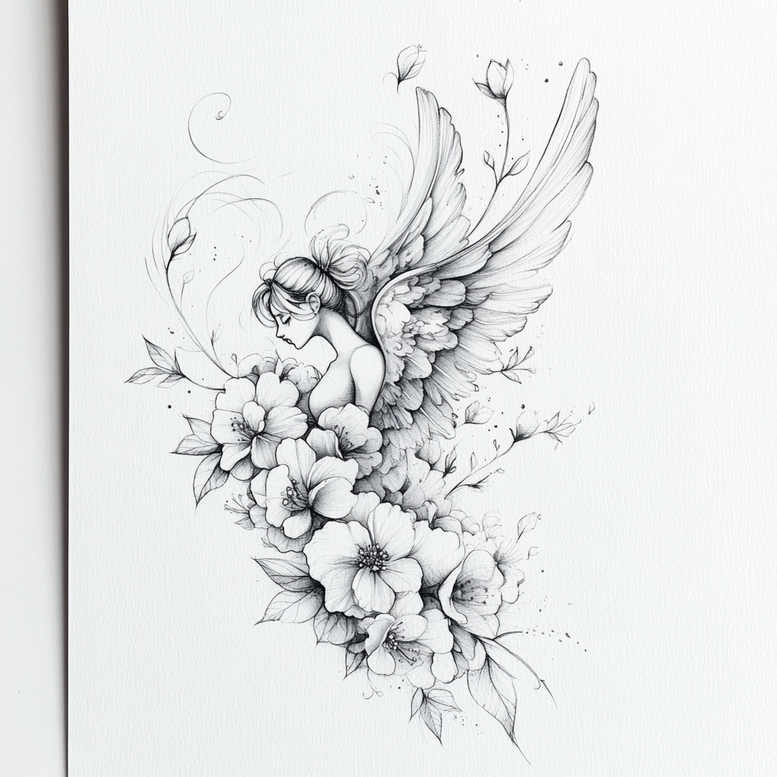 angel-of-forgiveness – tattoo design ideas free ai generated – neotraditional-dynamic-color – for-back-of-neck – Gallery: angel-inkby-ai