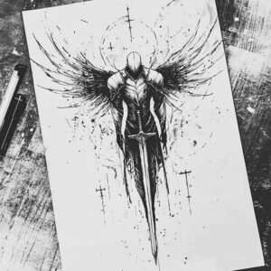 angel-of-forgiveness – tattoo design ideas free ai generated – realism-refined-highlights – for-abdomen – Gallery: angel-inkby-ai