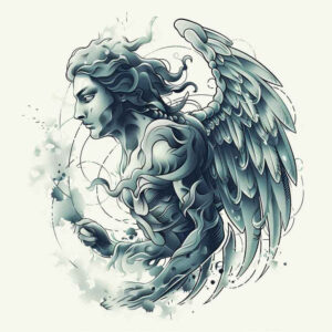 angel-of-grace – tattoo design ideas free ai generated – surrealism-phantasmagoria – for-upper-arm – Gallery: angel-inkby-ai