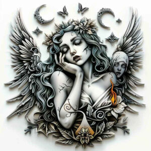 angel-of-grace – tattoo design ideas free ai generated – surrealism-psychic-energy – for-palm – Gallery: angel-inkby-ai