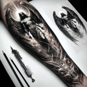 angel-of-guidance – tattoo design ideas free ai generated – neotraditional-modern-classic – for-calf – Gallery: angel-inkby-ai