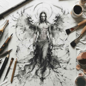 angel-of-guidance – tattoo design ideas free ai generated – neotraditional-subtle-tone – for-ankle – Gallery: angel-inkby-ai