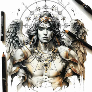 angel-of-guidance – tattoo design ideas free ai generated – realism-blended-gradients – for-triceps – Gallery: angel-inkby-ai