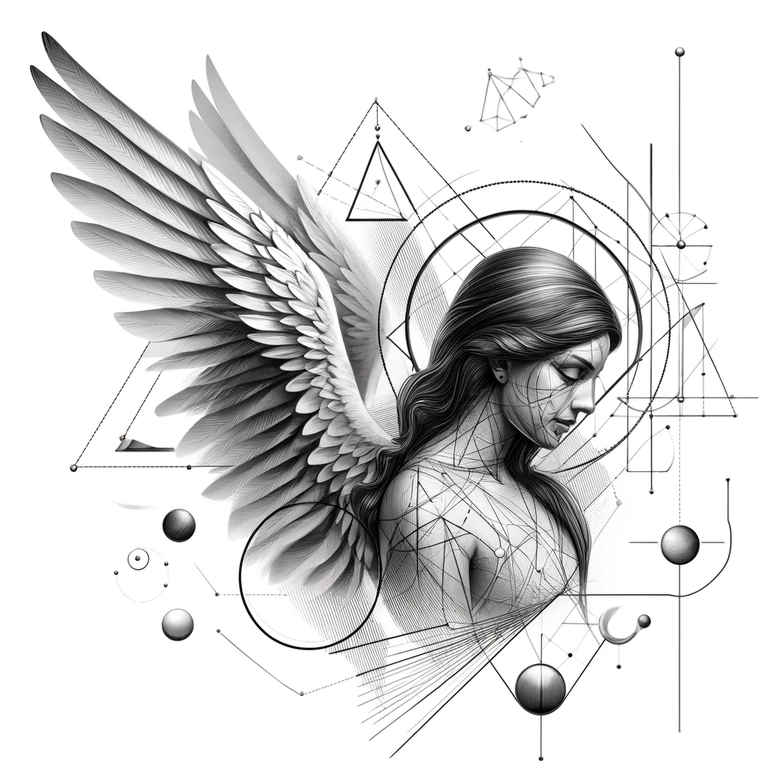 angel-of-guidance – tattoo design ideas free ai generated – realism-subtle-gradients – for-upper-back – Gallery: angel-inkby-ai