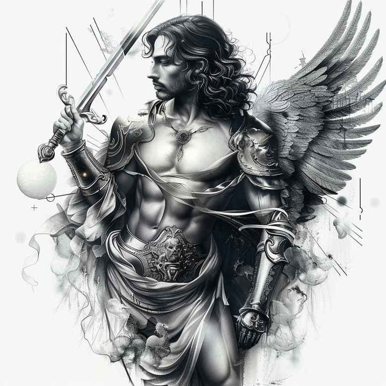 angel-of-healing – tattoo design ideas free ai generated – realism-natural-finish – for-sternum – Gallery: angel-inkby-ai