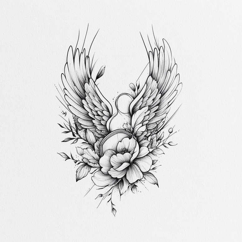 angel-of-healing – tattoo design ideas free ai generated – surrealism-abstract-forms – for-biceps – Gallery: angel-inkby-ai