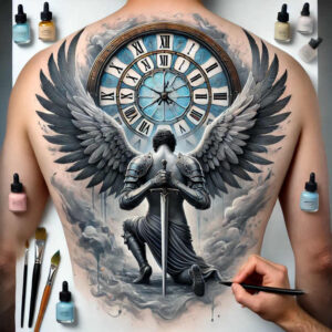 angel-of-healing – tattoo design ideas free ai generated – surrealism-timeless – for-back-of-neck – Gallery: angel-inkby-ai