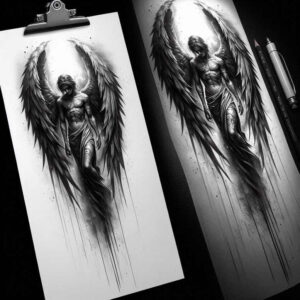 angel-of-hope – tattoo design ideas free ai generated – neotraditional-bold-motifs – for-knee – Gallery: angel-inkby-ai