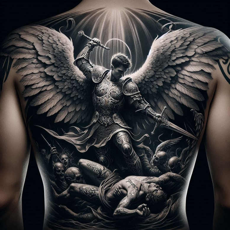 angel-of-hope – tattoo design ideas free ai generated – neotraditional-clean-fill – for-behind-ear – Gallery: angel-inkby-ai