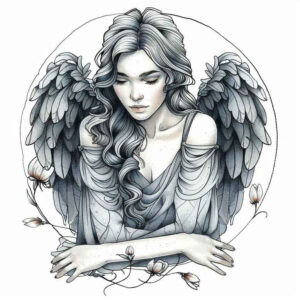 angel-of-hope – tattoo design ideas free ai generated – surrealism-metaphysical – for-lower-thigh – Gallery: angel-inkby-ai