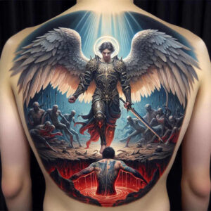 angel-of-joy – tattoo design ideas free ai generated – neotraditional-fine-detail – for-forearm – Gallery: angel-inkby-ai