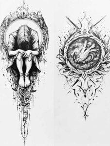 angel-of-joy – tattoo design ideas free ai generated – neotraditional-modern-twist – for-hip – Gallery: angel-inkby-ai