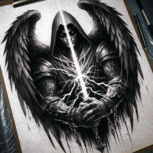 angel-of-joy – tattoo design ideas free ai generated – realism-color-precision – for-toe – Gallery: angel-inkby-ai