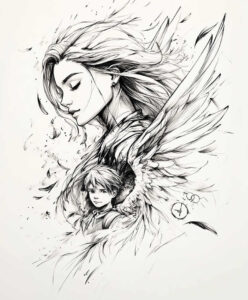 angel-of-joy – tattoo design ideas free ai generated – realism-textured-skin – for-triceps – Gallery: angel-inkby-ai