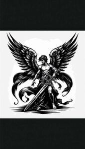angel-of-light-and-shadow – tattoo design ideas free ai generated – neotraditional-bold-highlights – for-nape – Gallery: angel-inkby-ai