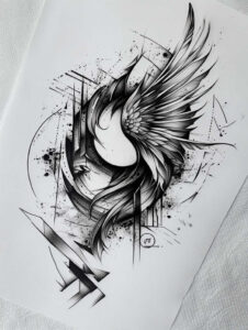 angel-of-light-and-shadow – tattoo design ideas free ai generated – realism-realistic-contrast – for-side – Gallery: angel-inkby-ai