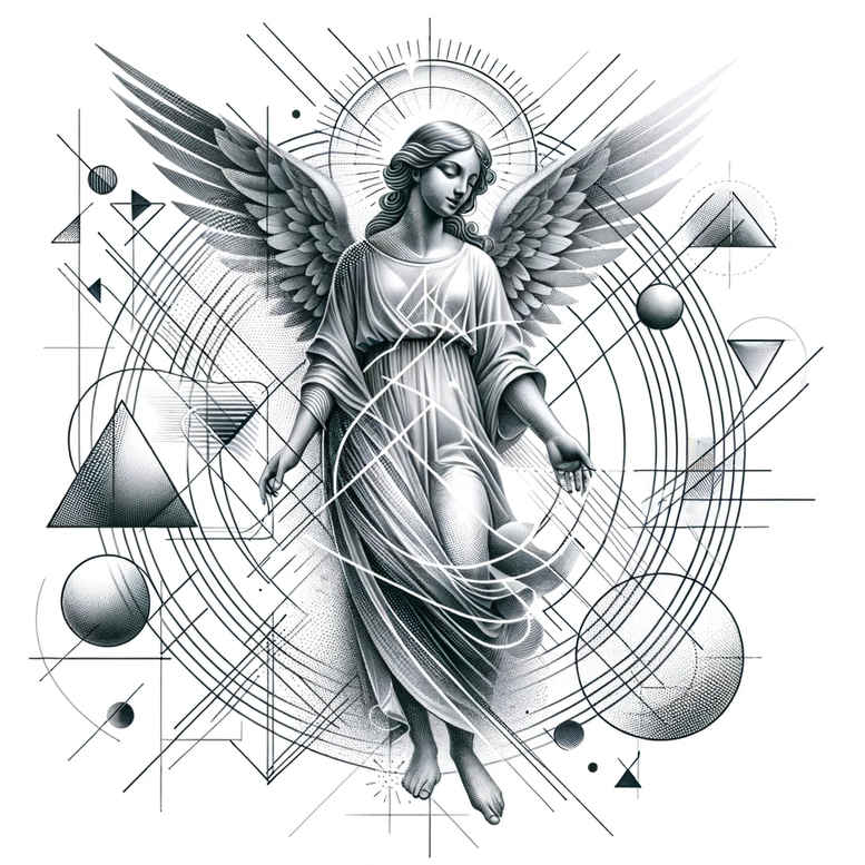 angel-of-light – tattoo design ideas free ai generated – neotraditional-defined-outlines – for-lower-thigh – Gallery: angel-inkby-ai