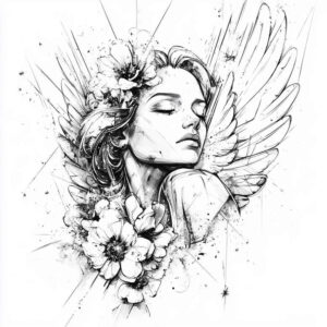 angel-of-light – tattoo design ideas free ai generated – neotraditional-expressive-color – for-toe – Gallery: angel-inkby-ai