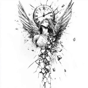 angel-of-light – tattoo design ideas free ai generated – neotraditional-rich-shading – for-upper-arm – Gallery: angel-inkby-ai