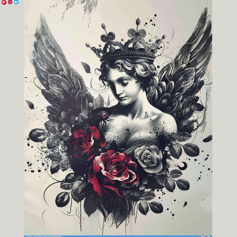 angel-of-light – tattoo design ideas free ai generated – realism-clean-lines – for-back-shoulder – Gallery: angel-inkby-ai