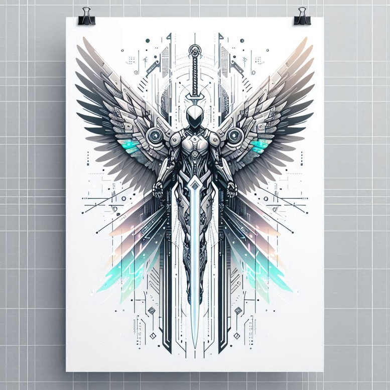 angel-of-love – tattoo design ideas free ai generated – realism-glowing-edges – for-spine – Gallery: angel-inkby-ai