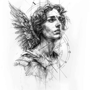 angel-of-love – tattoo design ideas free ai generated – realism-organic-structure – for-full-back – Gallery: angel-inkby-ai