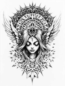 angel-of-mercy – tattoo design ideas free ai generated – realism-real-life-shading – for-side – Gallery: angel-inkby-ai