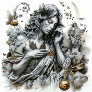 angel-of-mercy – tattoo design ideas free ai generated – surrealism-metamorphosis – for-abdomen – Gallery: angel-inkby-ai