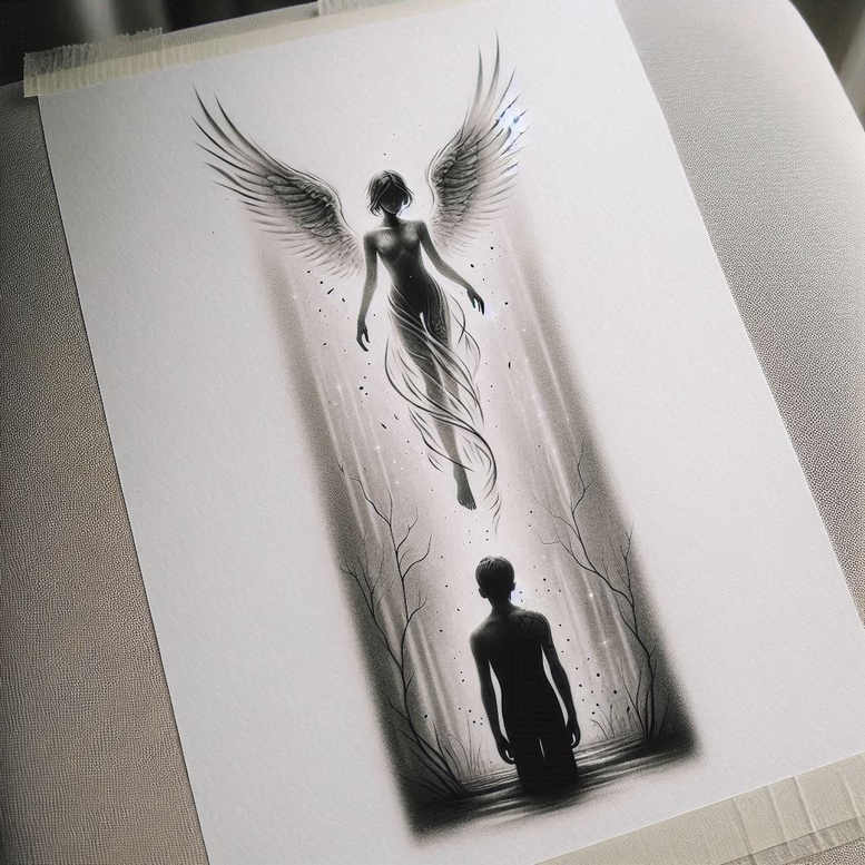 angel-of-peace – tattoo design ideas free ai generated – neotraditional-enhanced-shading – for-wrist-side – Gallery: angel-inkby-ai