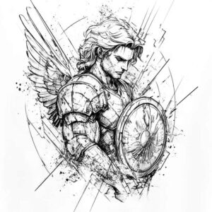 angel-of-peace – tattoo design ideas free ai generated – neotraditional-smooth-gradients – for-side – Gallery: angel-inkby-ai