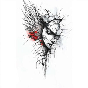angel-of-protection – tattoo design ideas free ai generated – surrealism-phantasmagoria – for-behind-ear – Gallery: angel-inkby-ai
