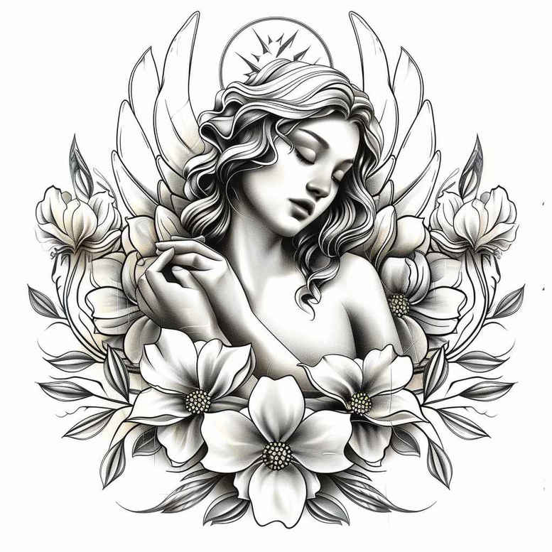 angel-of-protection – tattoo design ideas free ai generated – surrealism-phantasmagoria – for-fingers – Gallery: angel-inkby-ai
