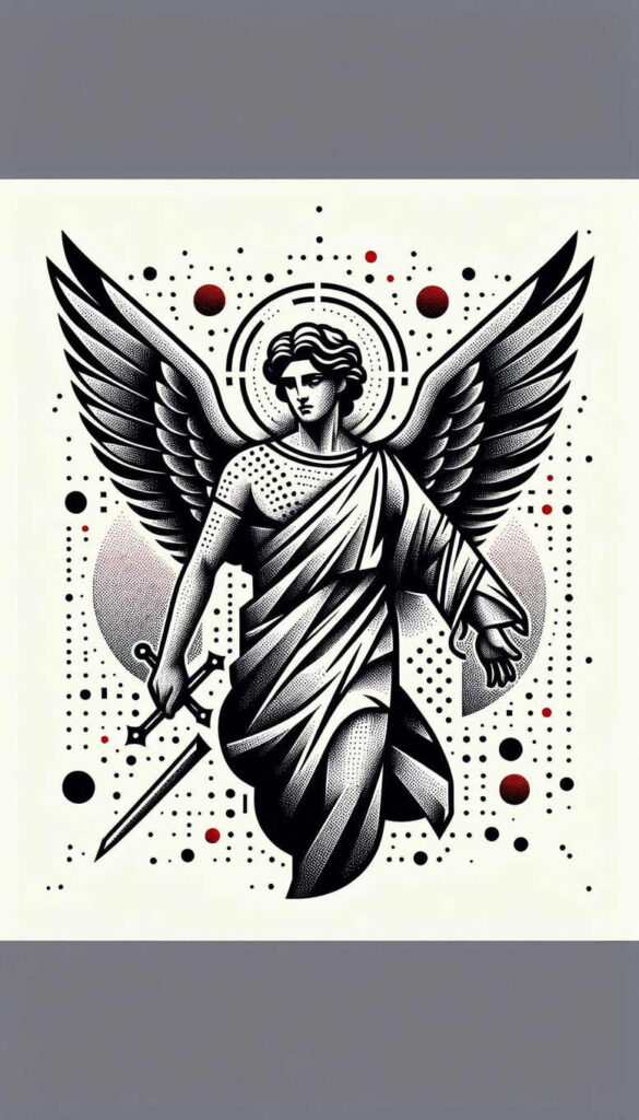 angel-of-purity – tattoo design ideas free ai generated – neotraditional-balanced-color – for-collarbone – Gallery: angel-inkby-ai