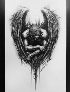 angel-of-purity – tattoo design ideas free ai generated – surrealism-blurred-edges – for-temple – Gallery: angel-inkby-ai